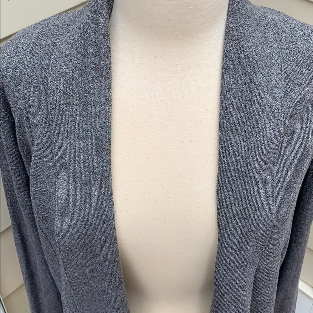 Gray Open‑Front Cardigan Comfy Minimal Understated Neutral Wardrobe Staple - Picture 3 of 8